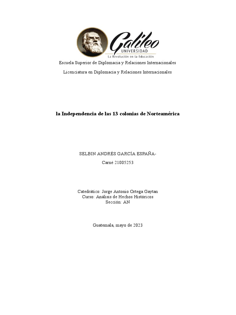 independencia de las 13 colonias de norteamérica resumen
