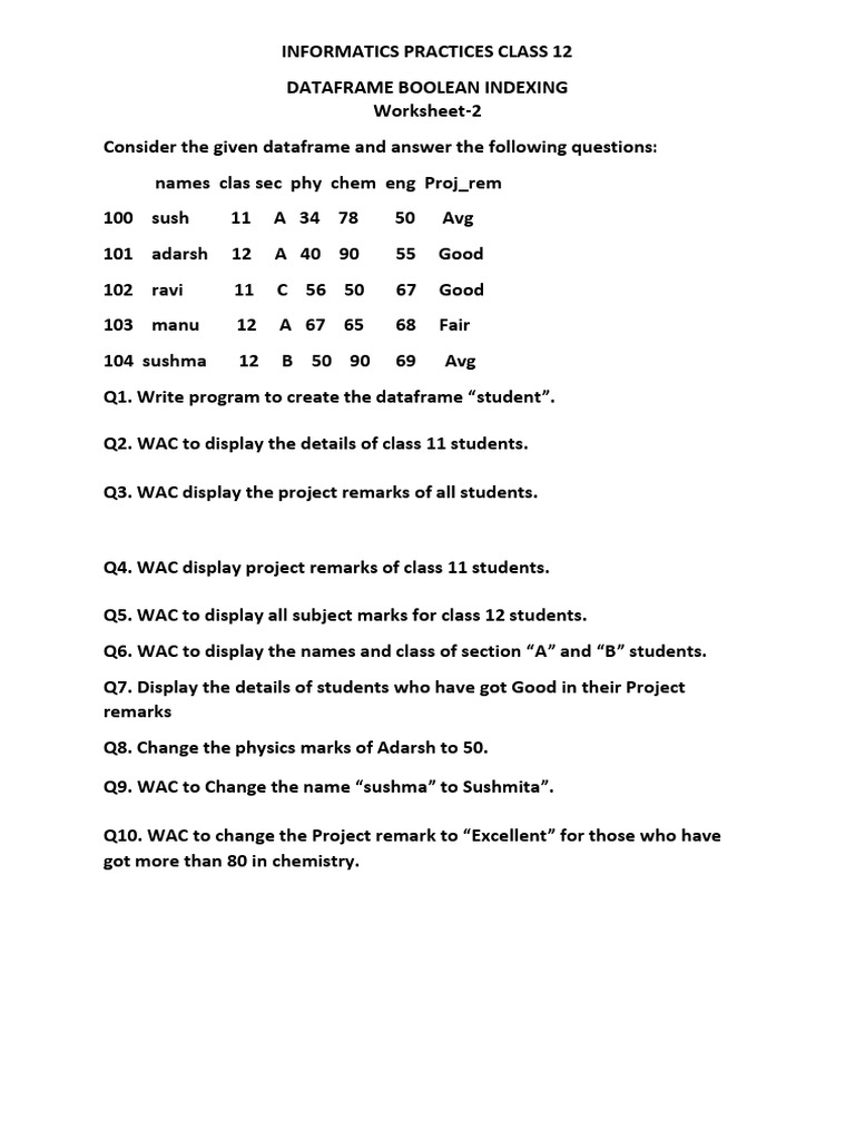 Boolean indexing wrsht 2 ques pdf