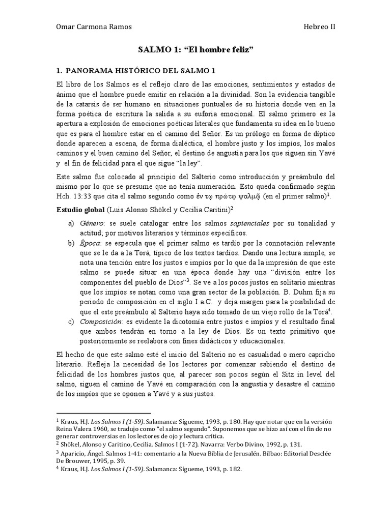 Análisis del Salmo 1: El Hombre Feliz | PDF | Salmos