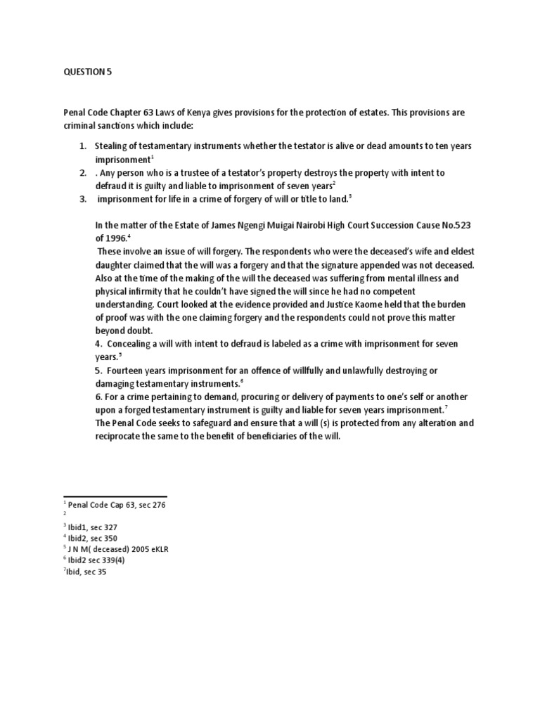 Kenyan Penal Code: Estate Protection | PDF