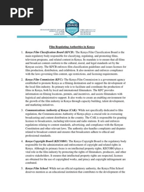 Film Regulating Authorities in Kenya