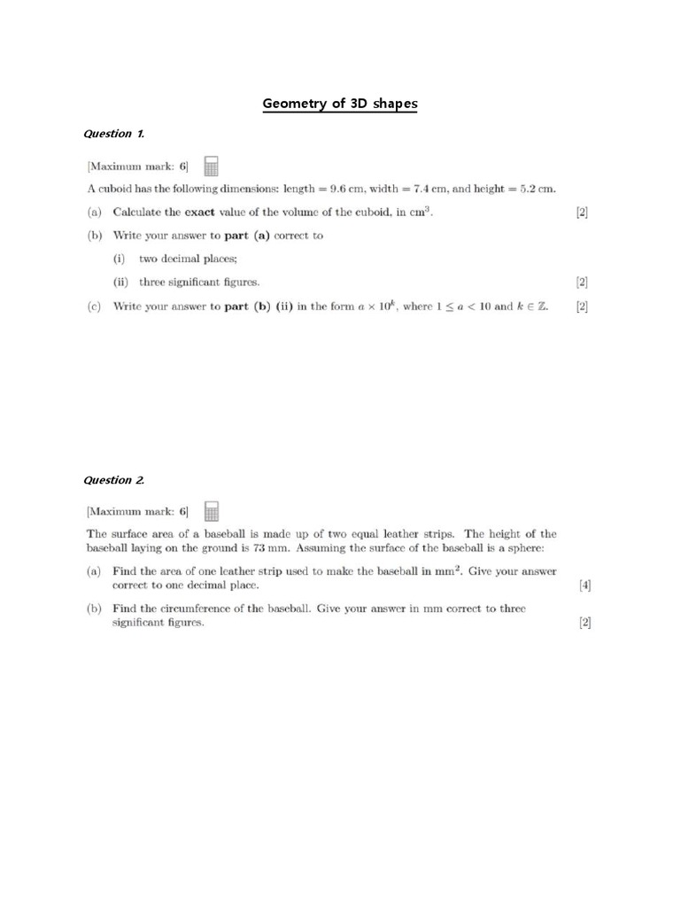 Ib ai sl geometry 3d questions pdf