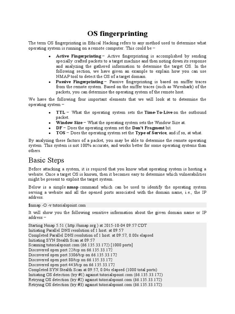 OS fingerprinting | PDF