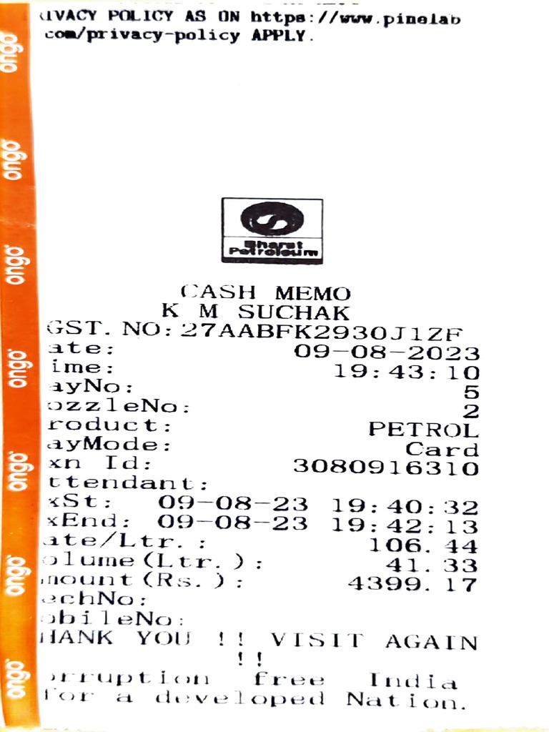 Petrol Bill Aug 10, 2023 PDF