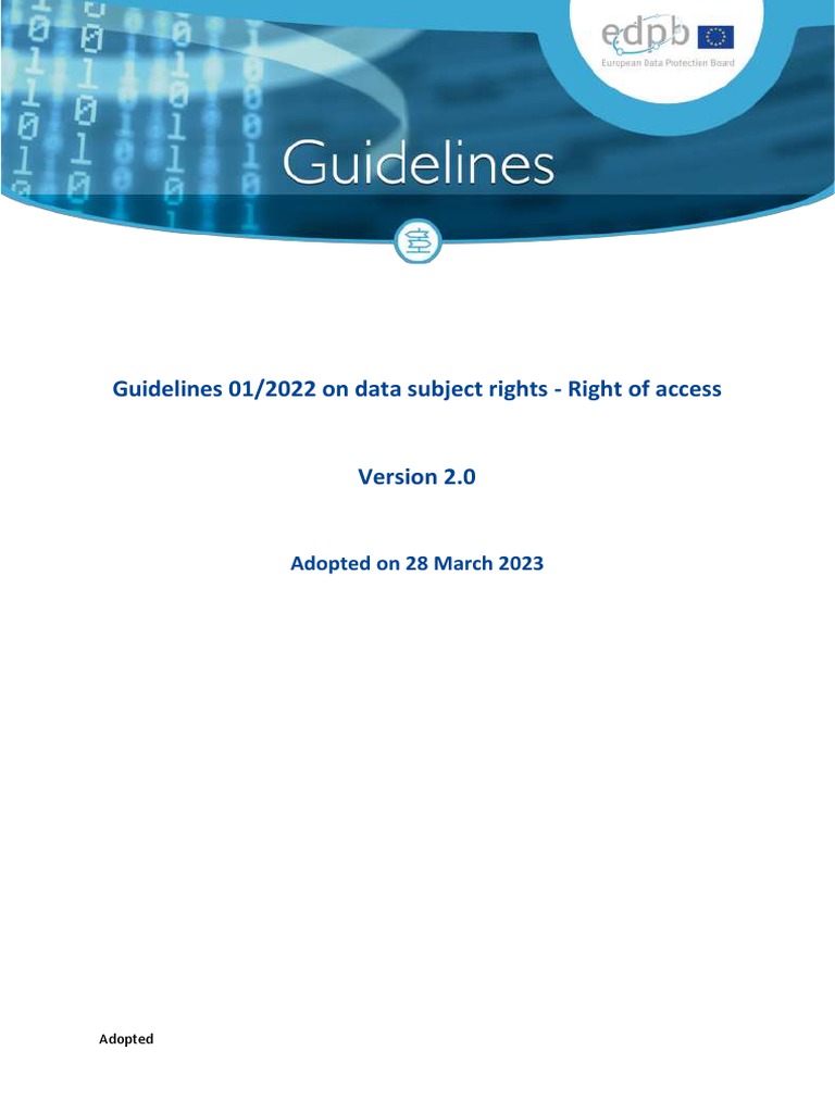 Edpb Guidelines 202201 Data Subject Rights Access v2 en | PDF