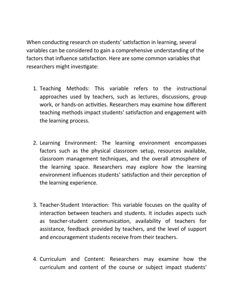 Variables On Research On Student Statiscation of Learning | PDF
