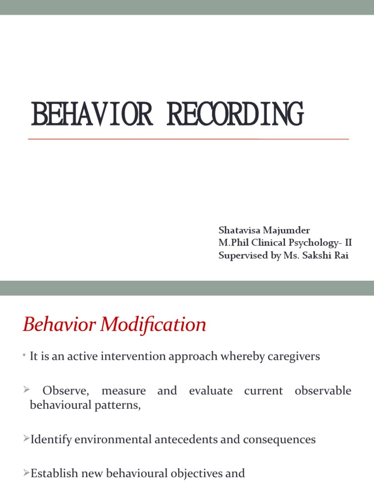 Behavior Recording PDF Time Behavior