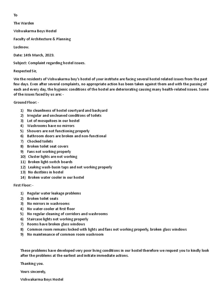 hostel letter | PDF