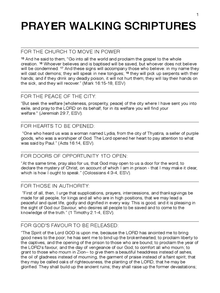 Prayer Walking Scriptures | PDF | Prayer | Satan