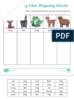 Stop Telling Fibs Rhyming Words Sorting Activity