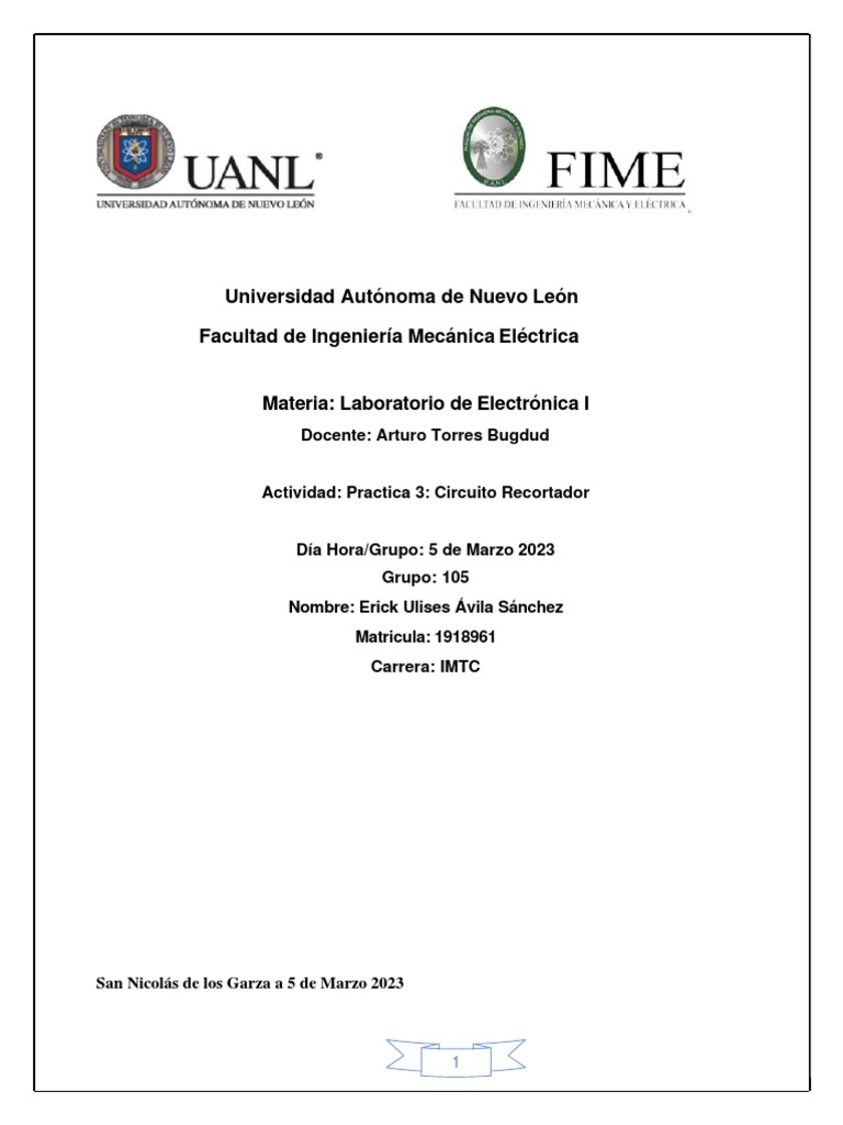 Practica 3 Laboratorio De Electronica I Pdf Electrónica Frecuencia
