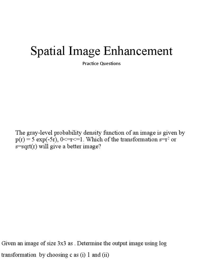 Spatial Image Enhancement Techniques | PDF | Teaching Methods ...