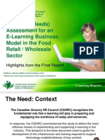Blueprint (Needs) Assessment For An E-Learning Business Model in The Food Retail / Wholesale Sector