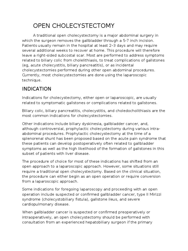 Open Cholecystectomy Report | PDF | Digestive System | Abdomen