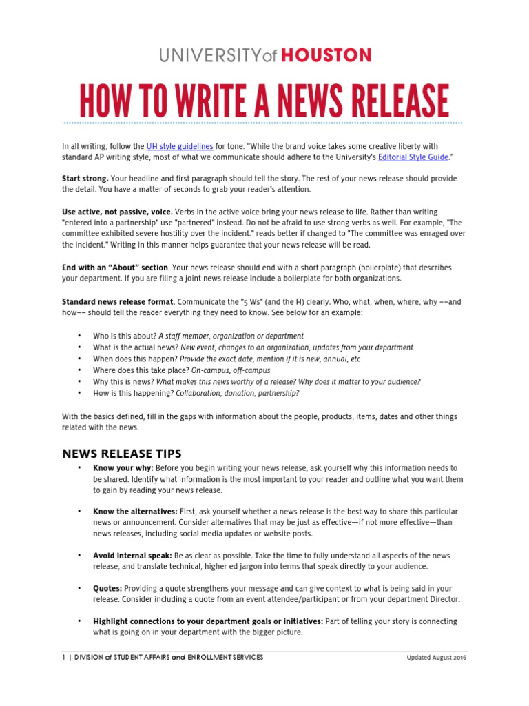 Write News Release PDF News Communication