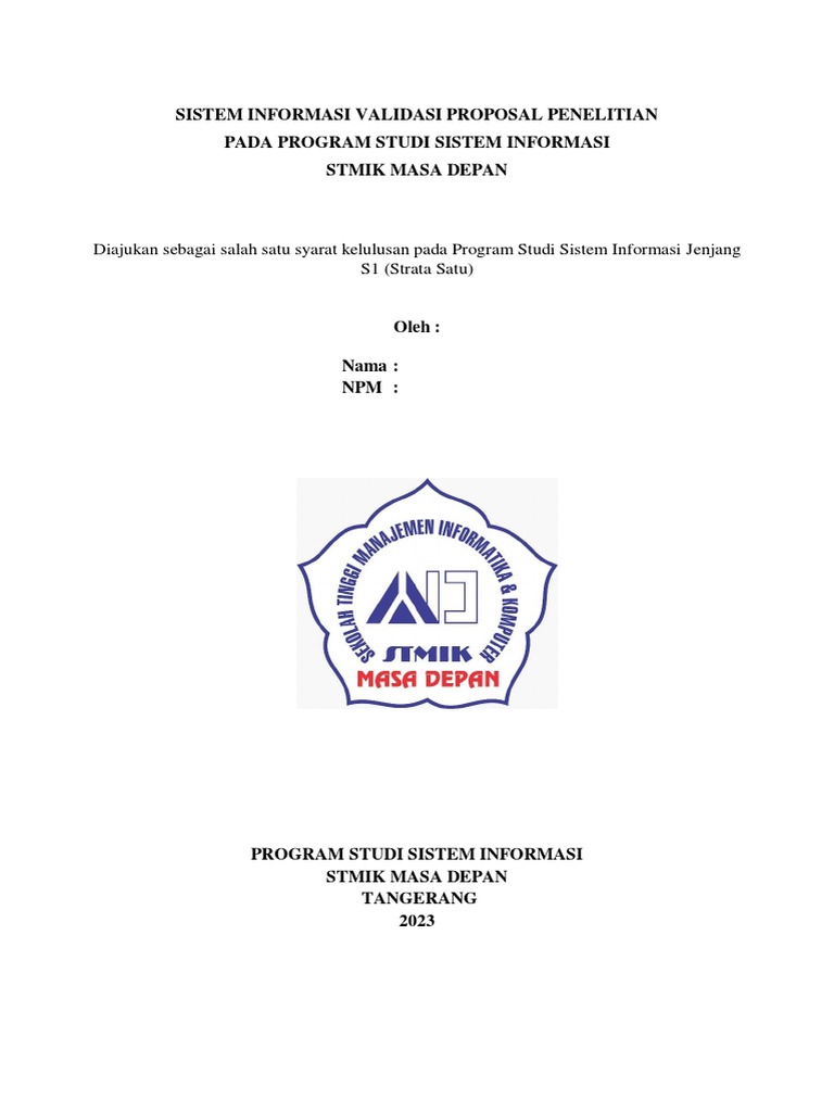 Proposal Penelitian Prodi Sistem Informasi Pdf