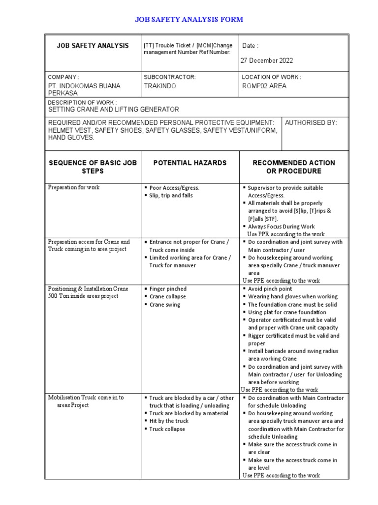 Jsa Setting Crane and Lifting Generator PDF