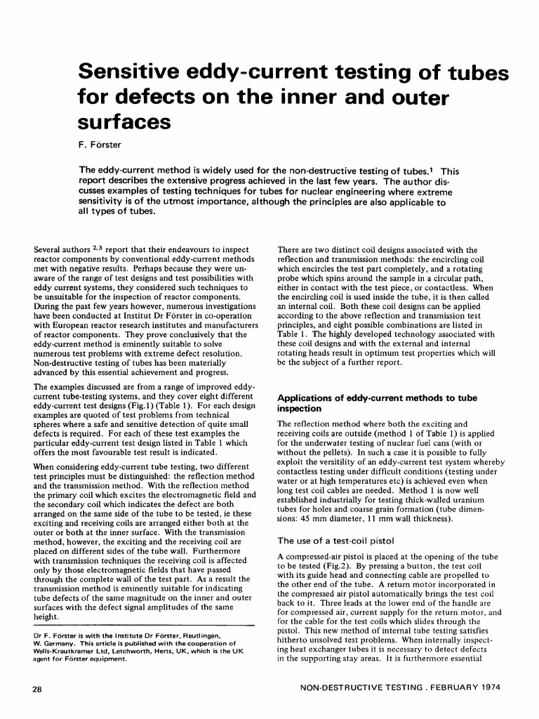 Eddy-Current Tube Testing Techniques | PDF | Mechanical Engineering ...