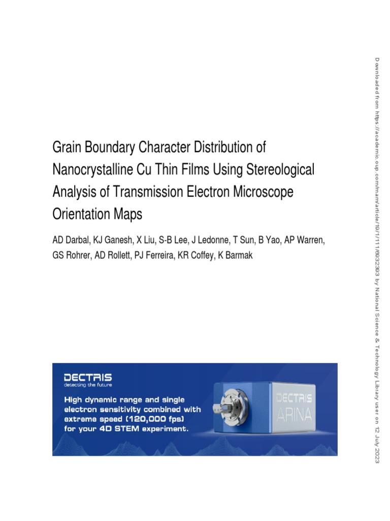 Grain Boundary Character Distribution of Nanocrystalline Cu Thin Films