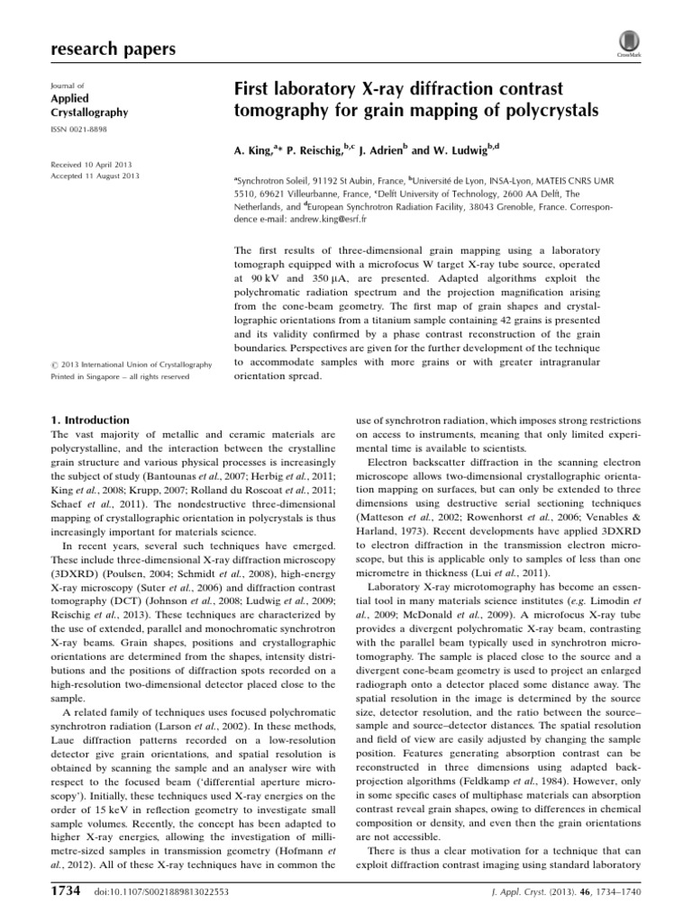 First Laboratory XRay Diffraction Contrast Tomography For Grain