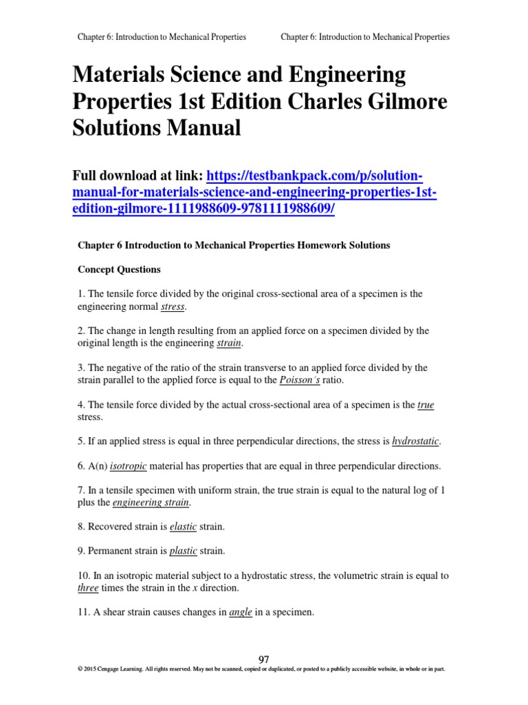 Materials Science and Engineering Properties 1st Edition Charles