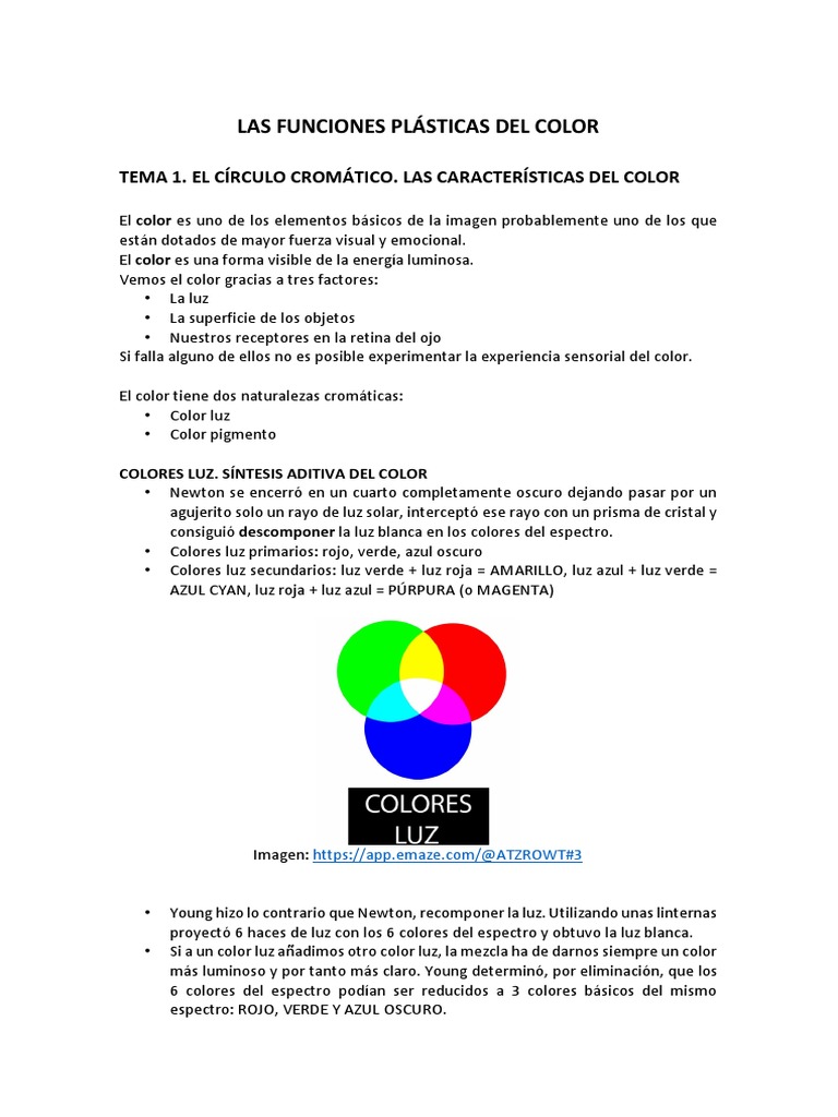 Tema 2 Funciones Plásticas Del Color | PDF