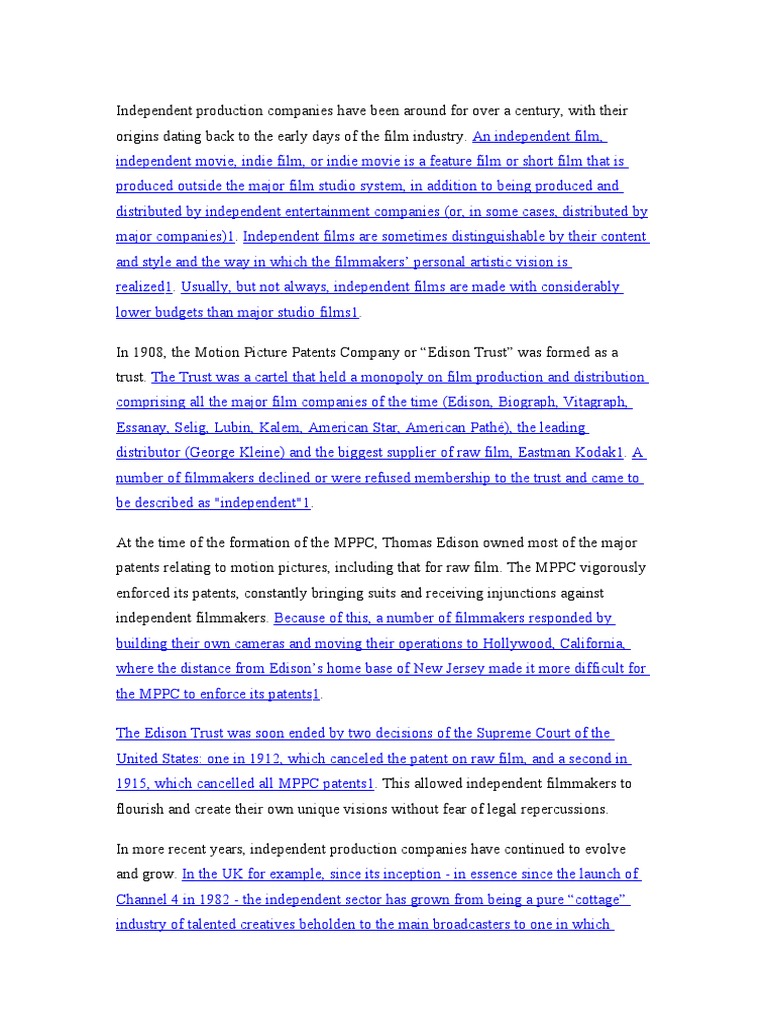 Evolution of Independent Film Companies | PDF | Independent Film | Video