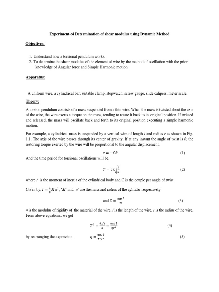 Physics Lab: Shear Modulus Experiment | PDF
