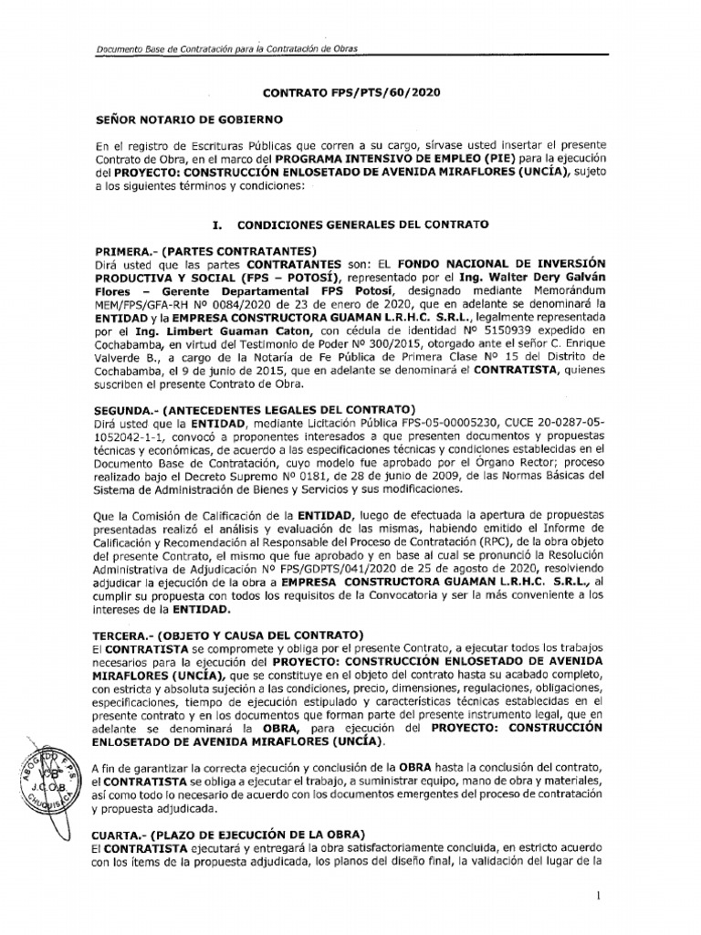 Contrato Infraestructura | PDF