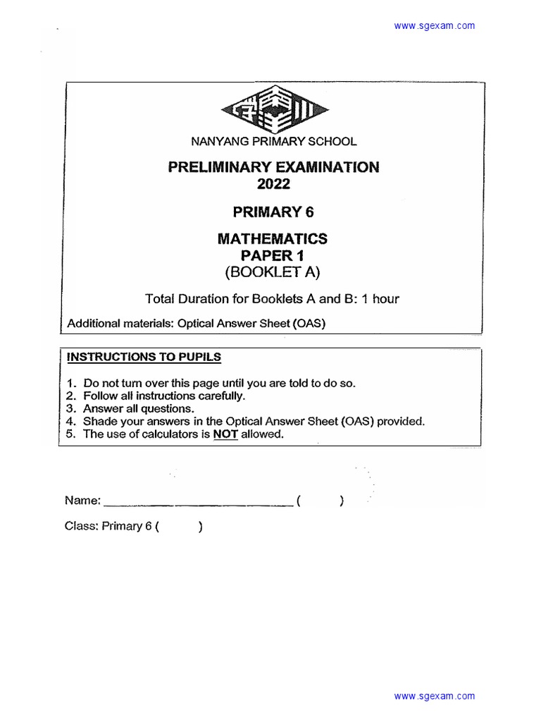 Primary 6 Math Exam Guide | PDF | Science | Mathematics