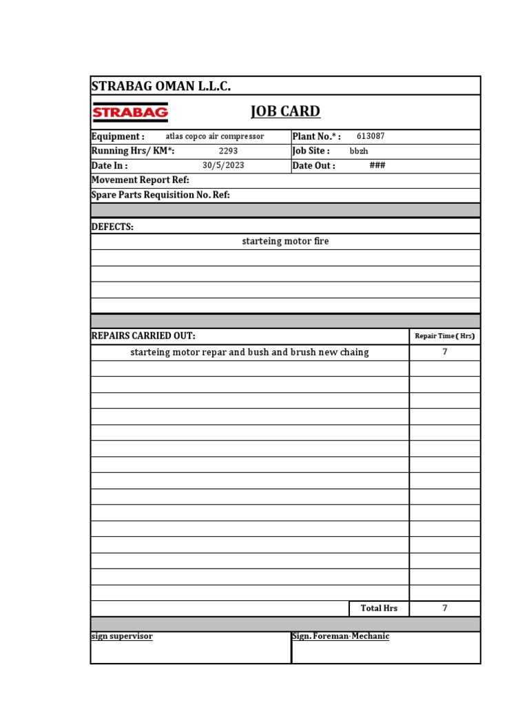 Job Card | PDF