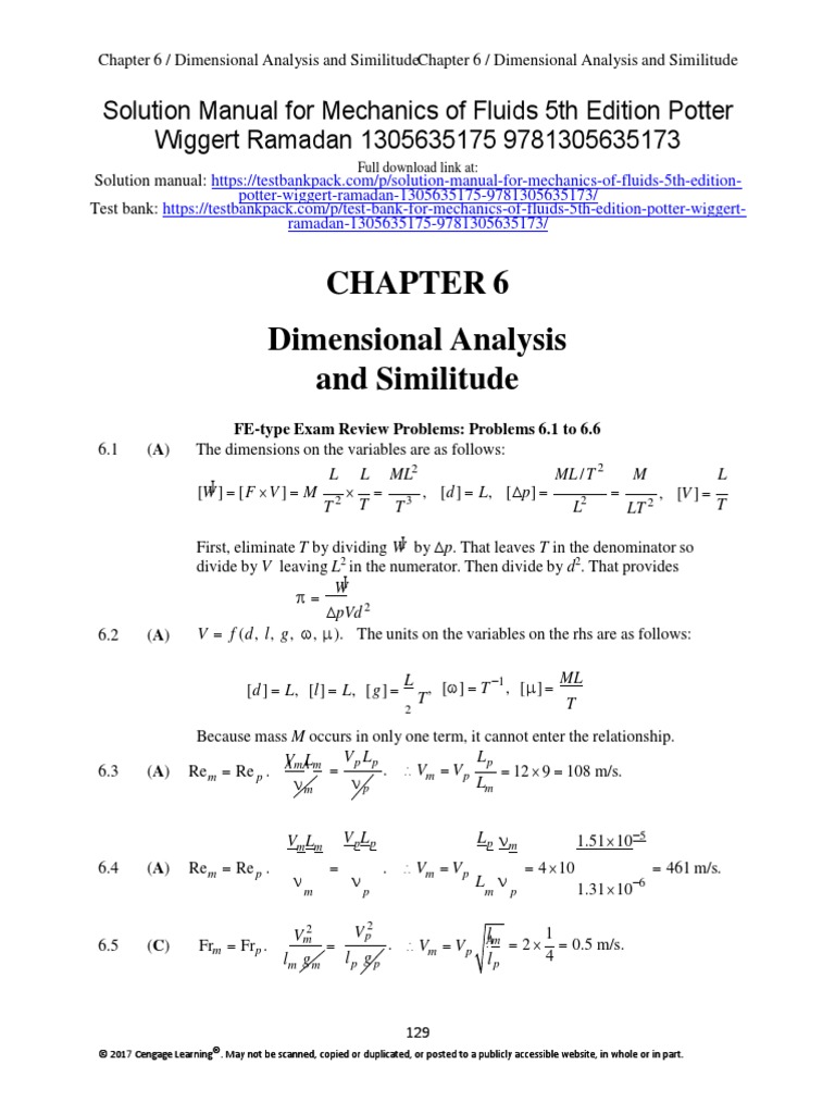 Mechanics of Fluids 5th Edition Potter Solutions Manual Download | PDF ...