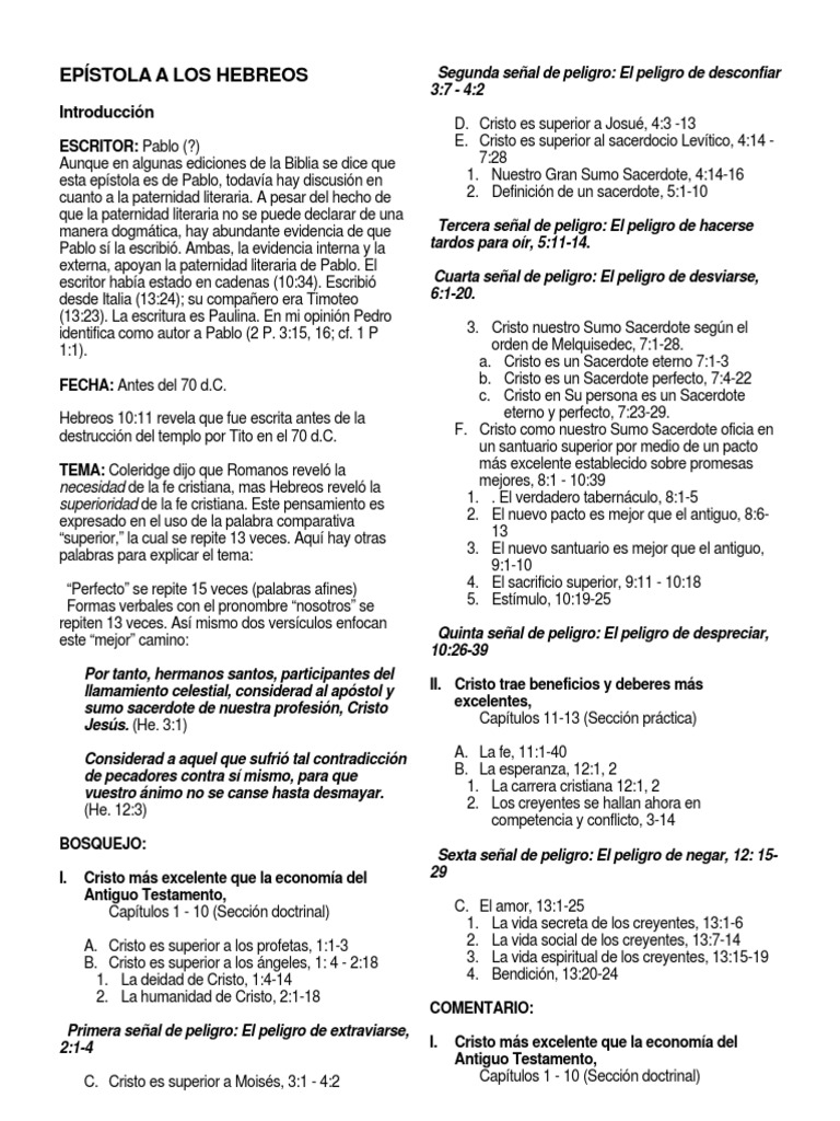 Hebreos Bosquejos 1 Pdf