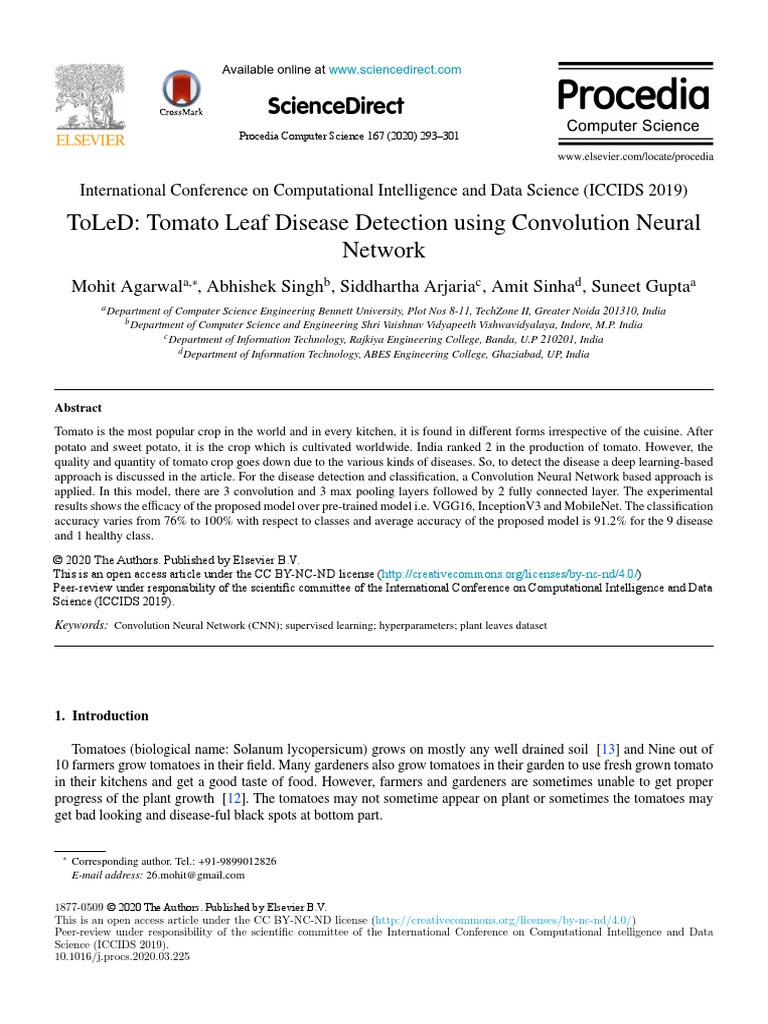 Tomato Leaf Disease Detection | PDF | Deep Learning | Cybernetics