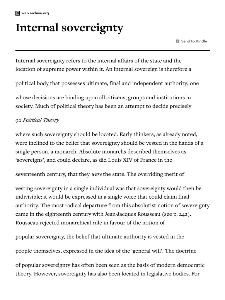 Internal Sovereignty | PDF
