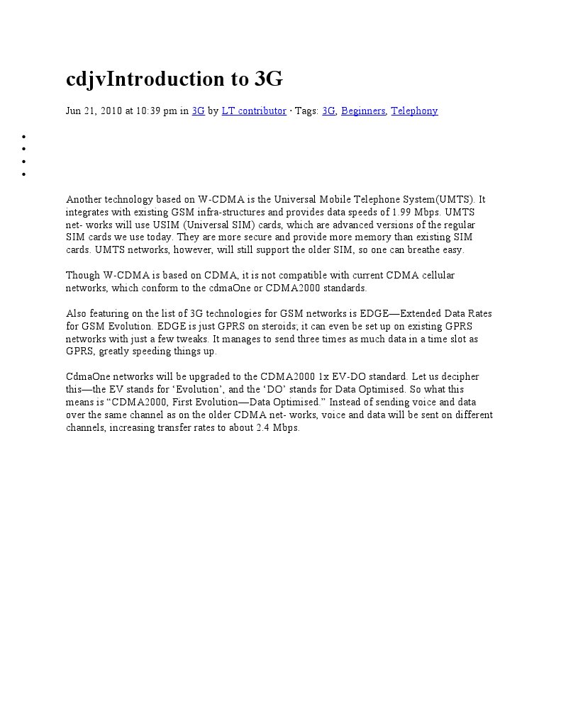Introduction to 3G Technologies | PDF | Business | Technology & Engineering
