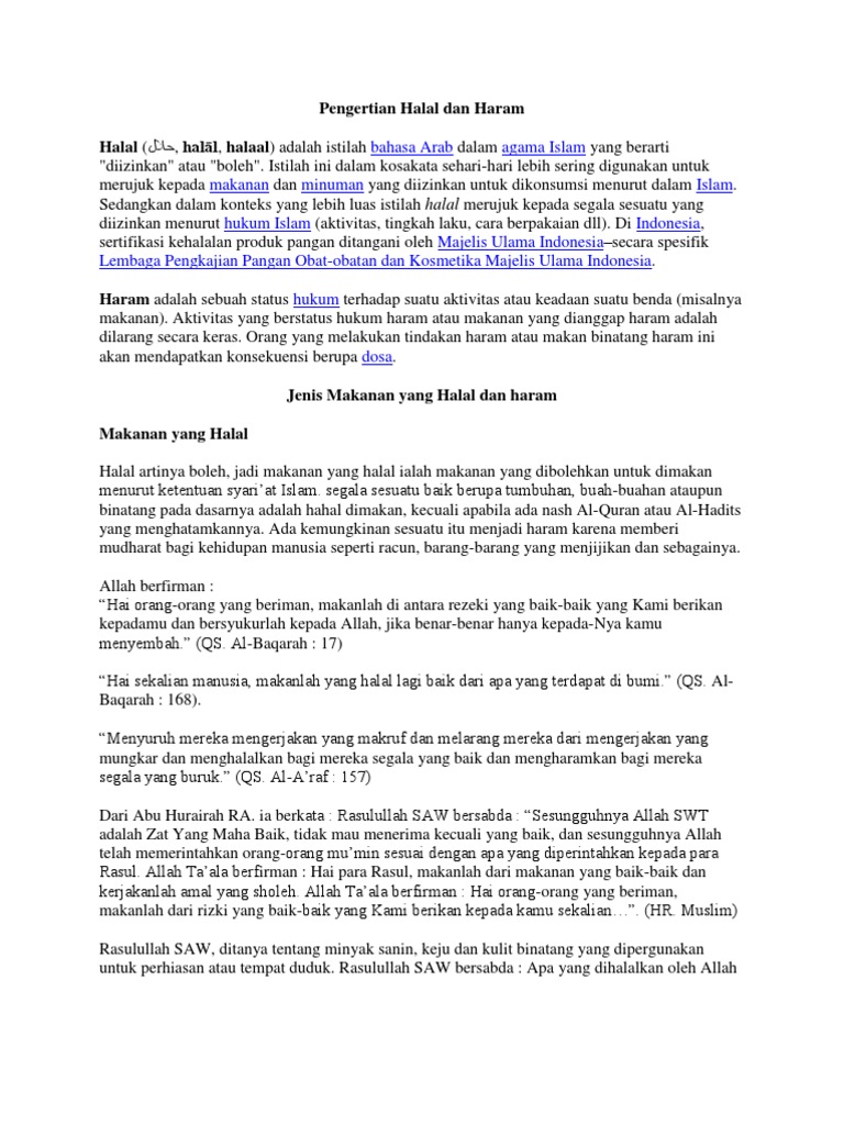 Pengertian Halal Dan Haram