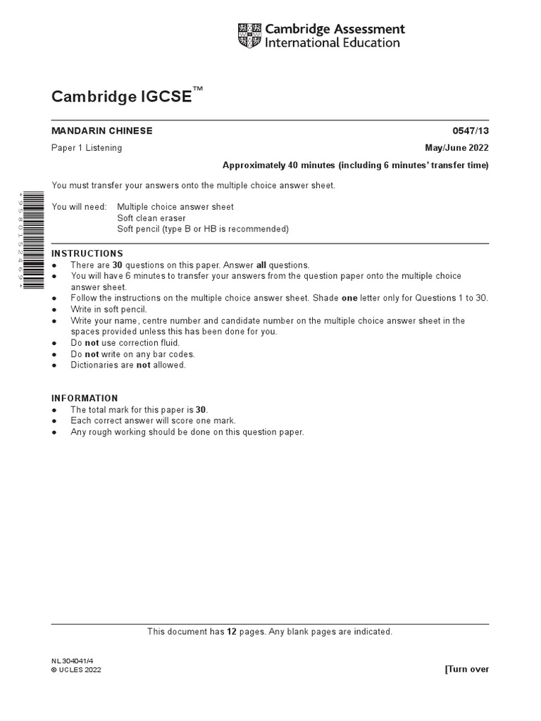 IGCSE Listening | PDF | Multiple Choice