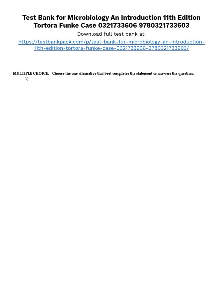 MICROBIOLOGY TORTORA TEST BANK intelligence overview