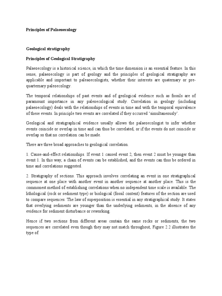 Principles of Palaeoecology, Stages in Paleoecological Investigation ...