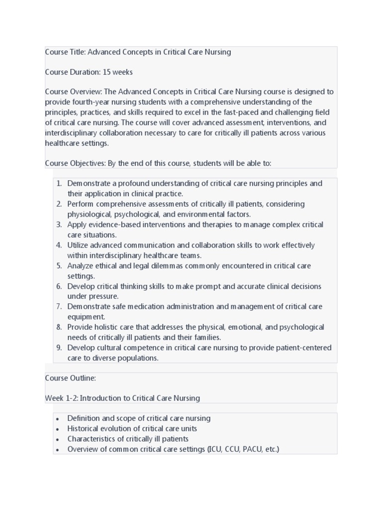 Advanced Concepts in Critical Care Nursing | PDF | Intensive Care ...