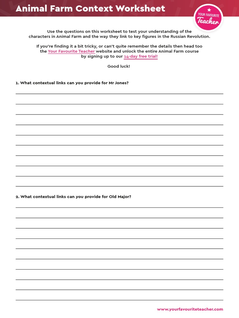 Animal Farm Context Worksheet | PDF