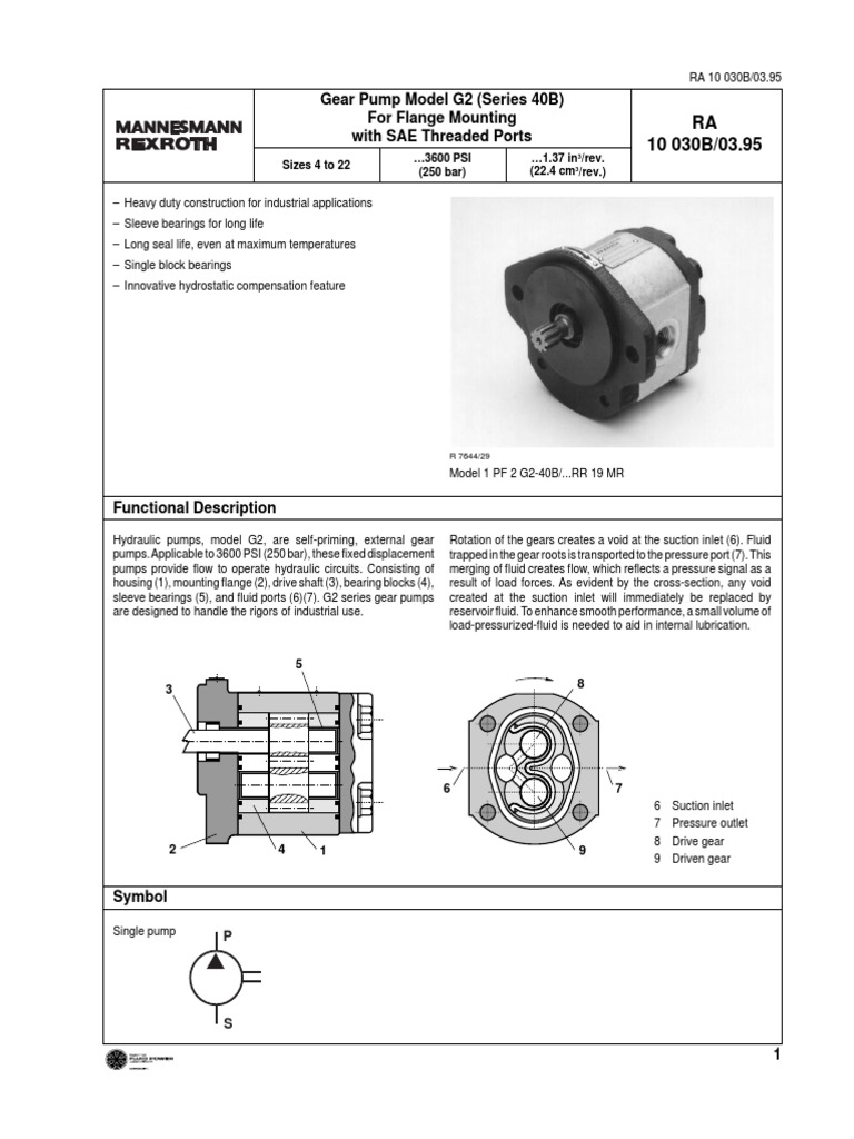 Rexroth G2 Series Gear Pump Overview | PDF | Pump | Manufactured Goods