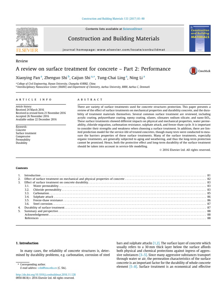 A Review On Surface Treatment For Concrete - Part 2 Performance | PDF