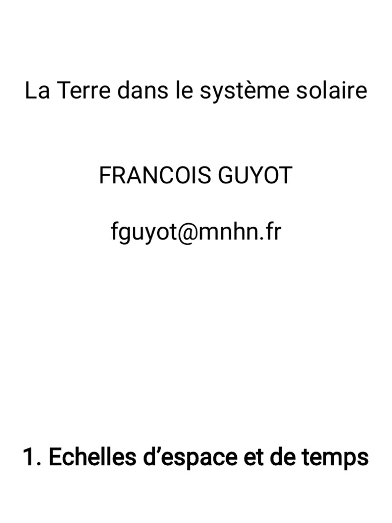 La Terre Dans Le Système Solaire PDF Planètes Formation et — free download