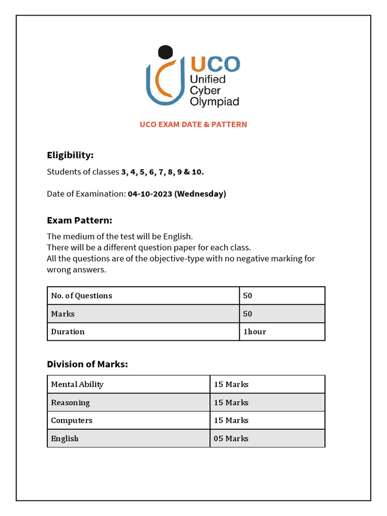 Uco Exam Date & Pattern | PDF
