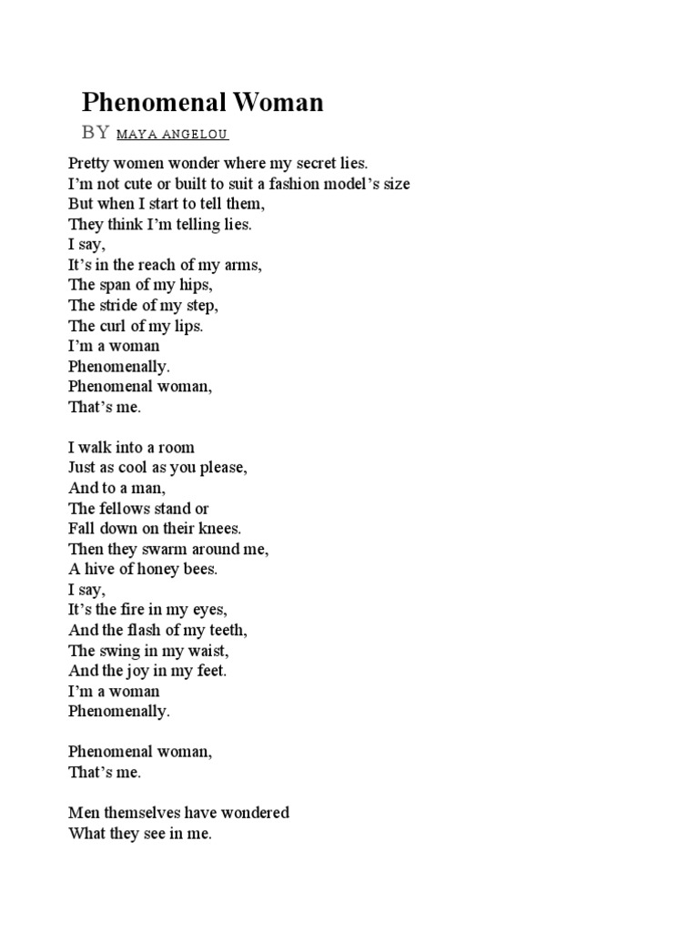 Phenomenal Woman Poem PDF