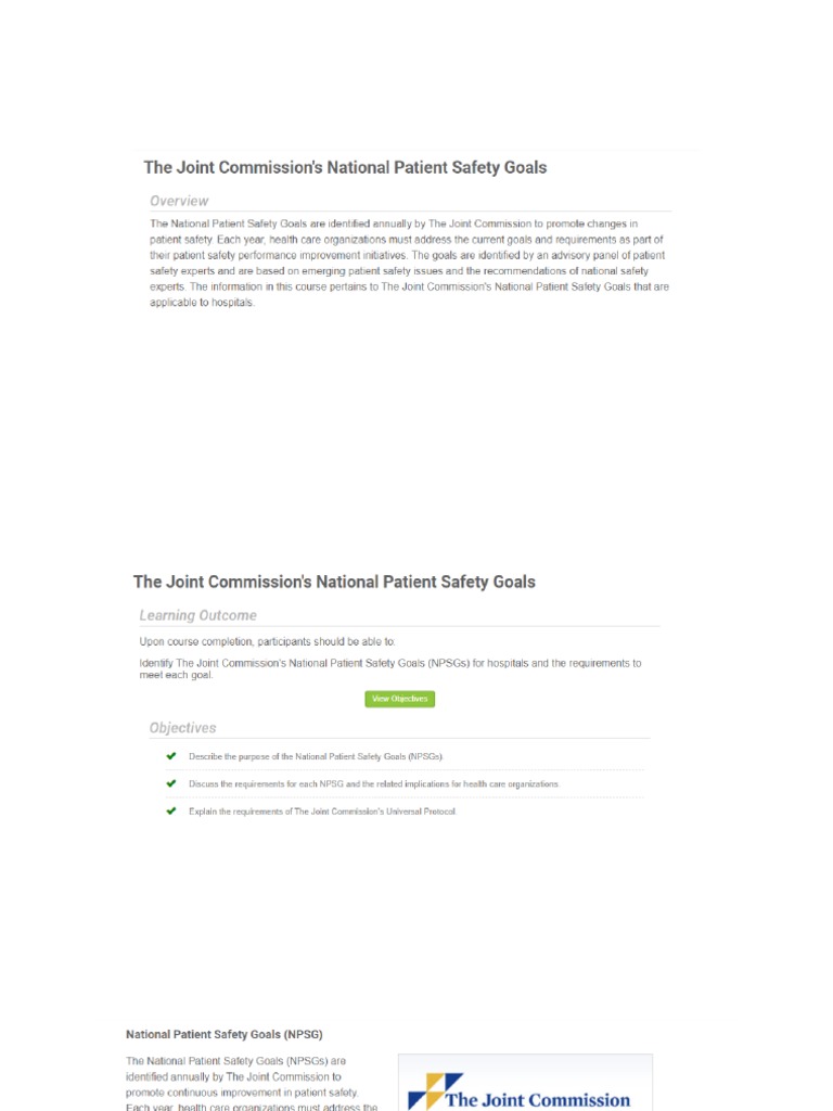 Compliance Training 1 National Patient Safety Goals | PDF