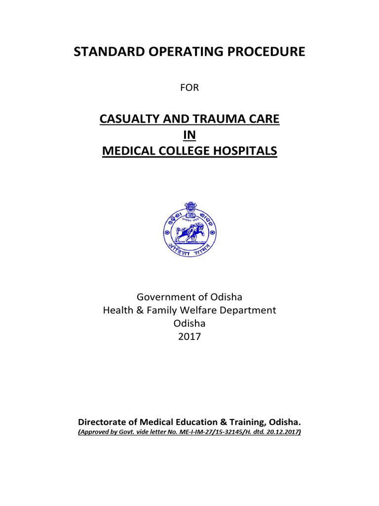 Casualty and Trauma Care SOP Guide | PDF | Emergency Department | Hospital