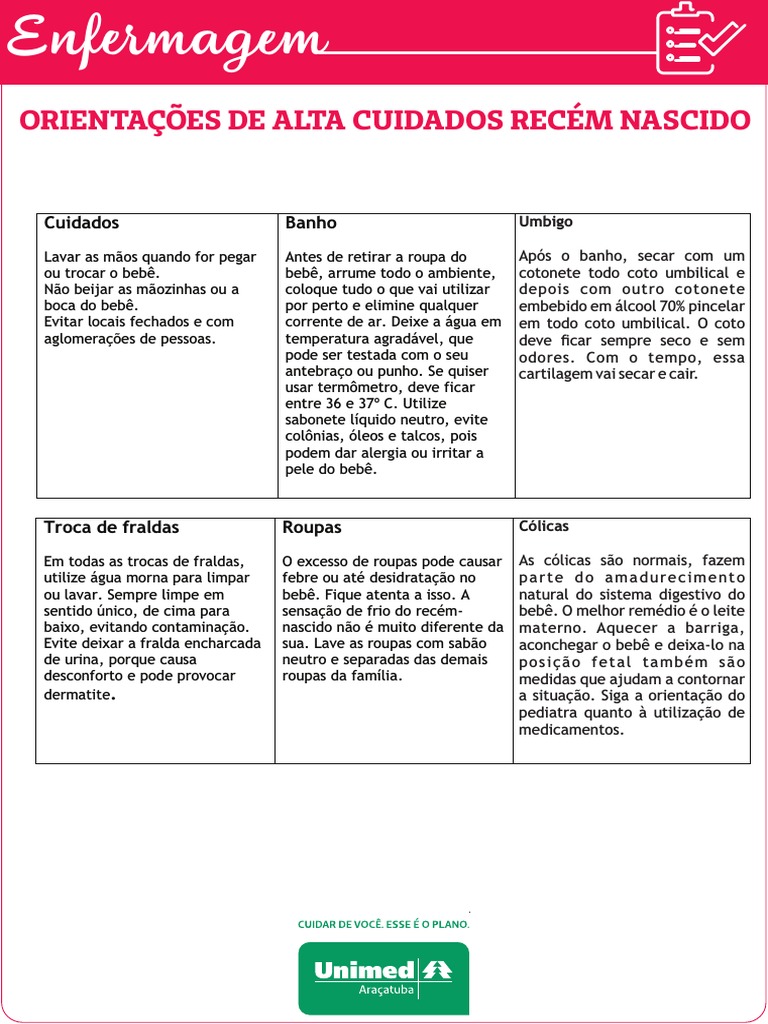 Orientacao Enfermagem Recem Nascidos | PDF